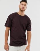 River Island Oversized T-shirt In Burgundy-red
