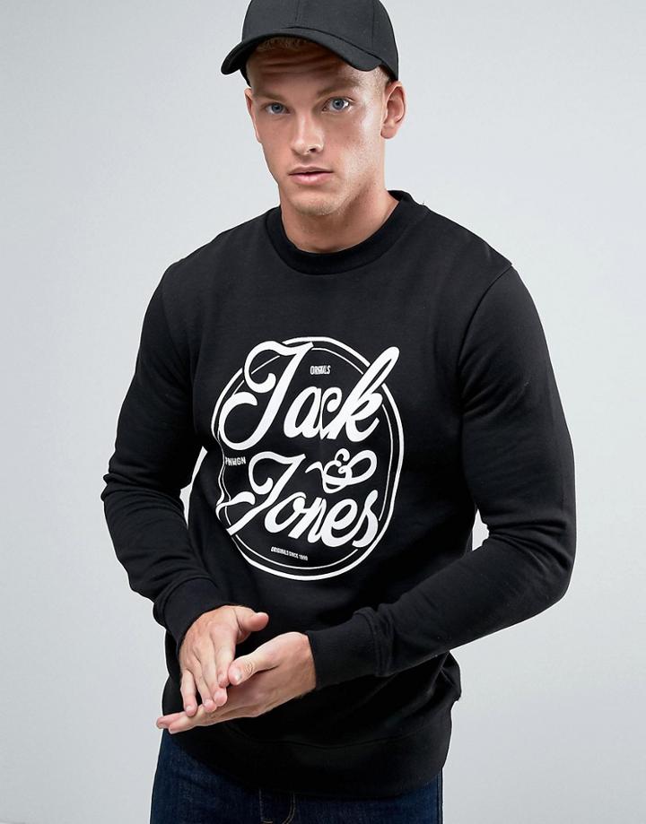 Jack & Jones Crew Neck Logo Sweat - Black