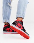 Nike Air Jordan 1 Mid Red And Black Sneakers