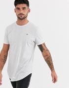 Hollister Icon Logo Curved Hem T-shirt In White Marl