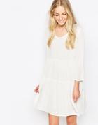 Jdy Drop Hem 3/4 Sleeve Dress - Cloud Dancer