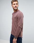 New Look Long Sleeve Slub Top In Mauve - Purple