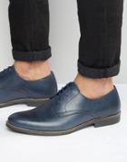 Red Tape Derby Shoes In Navy Leather - Blue