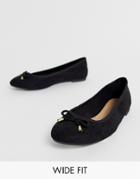 Simply Be Extra Wide Fit Alice Ballerina Flat Shoe In Black - Black