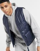 River Island Padded Vest In Navy