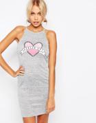 Kiss & Tell Cami Mini Dress With Spaced Out Print - Gray
