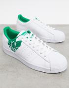 Adidas Originals Superstar Sneakers With 3d Trefoil In Green-white