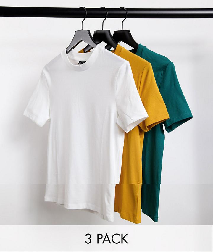 Asos Design 3 Pack Organic Muscle Fit T-shirt-multi