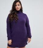 Vero Moda Curve Knitted Roll Neck Dress - Purple