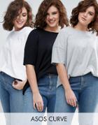 Asos Curve Super Oversized T-shirt 3 Pack - Multi