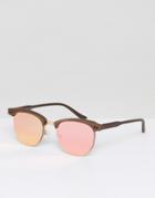 New Look Square Sunglasses With Pink Lens - Gold