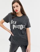 Bershka Sex Pistols License Tee - Gray
