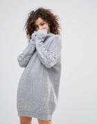 Lasula Cable Knit Sweater Dress - Gray
