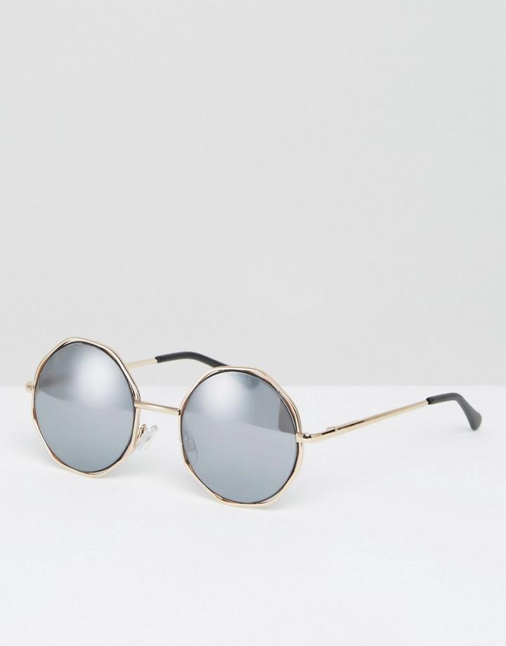 Asos Hexagon Round Sunglasses - Black