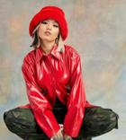 Collusion Shirt With Cocoon Sleeve Detail In Red Vinyl