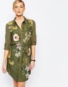 Oasis Opium Visc Print Shirt Dress - Multi Khaki