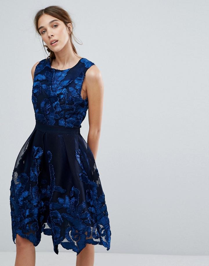 Zibi London Embellished Net Prom Dress - Navy