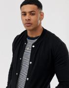 Asos Design Jersey Muscle Bomber In Black With Poppers - Black