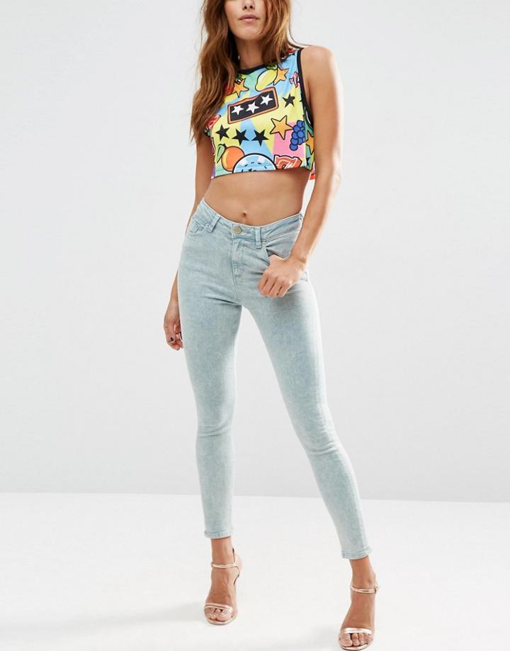 Asos Ridley Skinny Ankle Grazer Jeans In Eucalyptus Wash - Eucalyptus Wash
