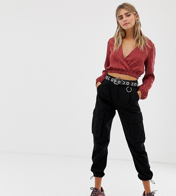 Bershka Drawstring Hem Pants In Black