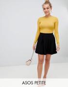 Asos Design Petite Mini Skirt With Box Pleats - Black