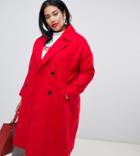 Vero Moda Curve Double Breasted Overcoat - Red