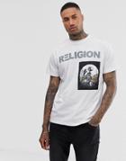 Religion T-shirt With Skeleton Patch In White - White