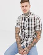 Fred Perry Short Sleeve Check Shirt In Navy - Navy