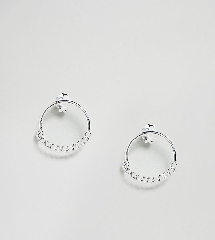 Asos Sterling Silver Half Hoop Chain Stud Earrings - Silver