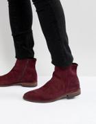Asos Chelsea Boots In Burgundy Suede With Natural Sole - Red