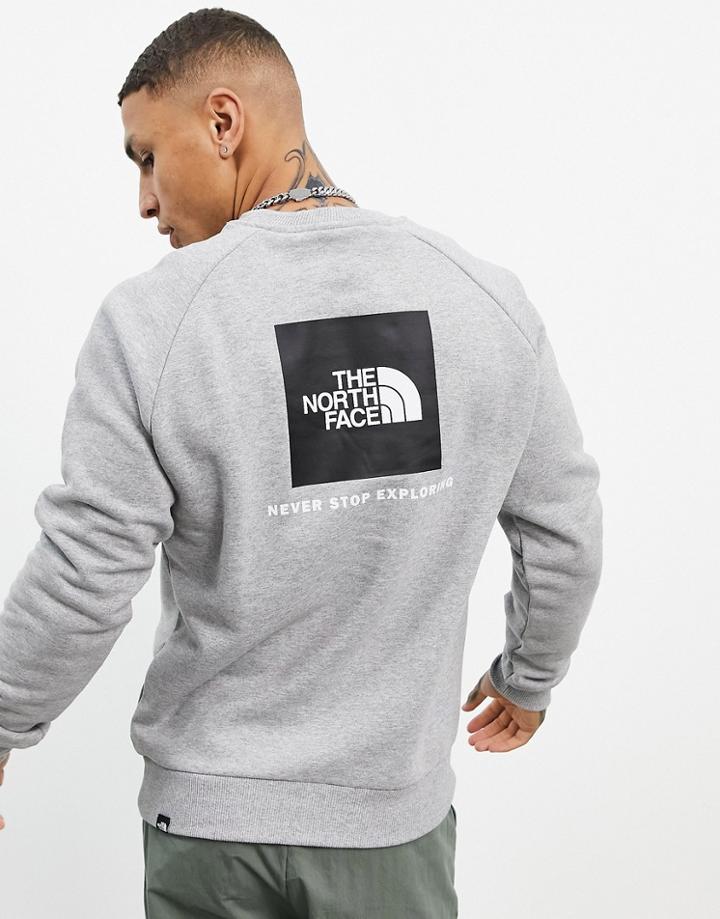 The North Face Raglan Red Box Sweatshirt In Gray-grey