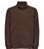 Only & Sons Plus Quarter Zip Fleece Sweatshirt In Brown