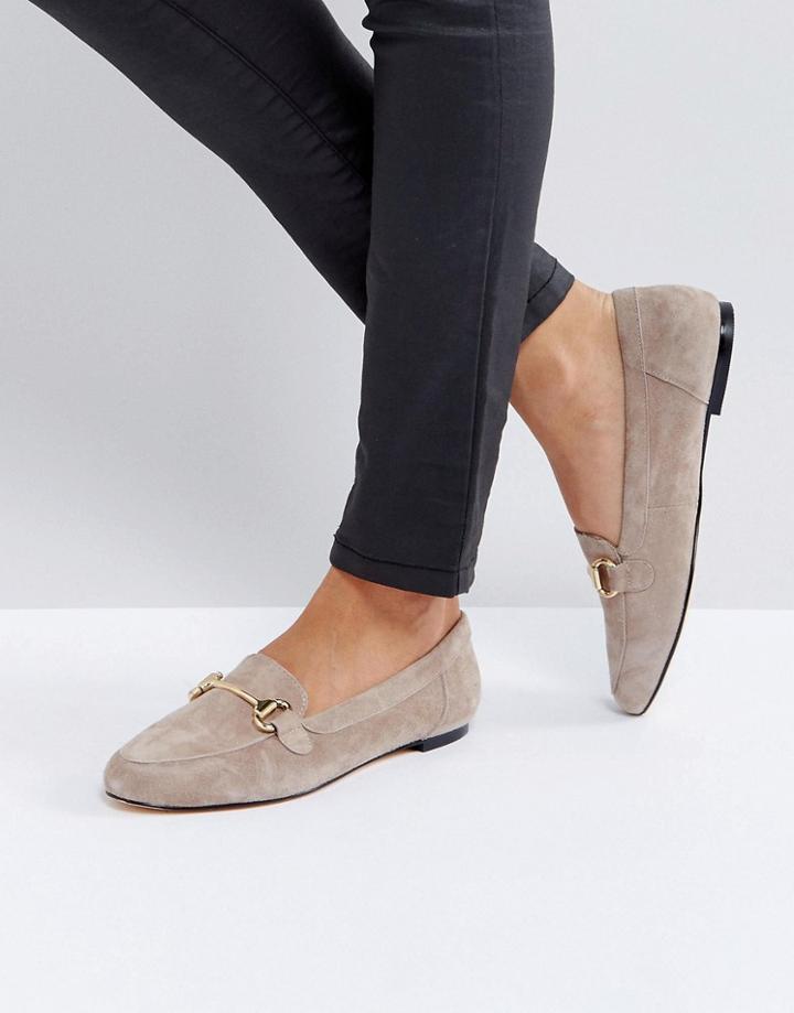 Office Taupe Suede Loafers - Beige