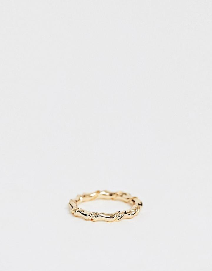 Asos Design Pinky Ring In Twist Design In Gold Tone - Gold