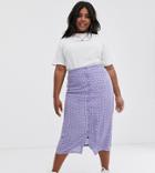 Daisy Street Plus Button Through Midi Skirt In Vintage Ditsy Floral - Purple