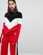Neon Rose Sweater Co-ord With Chevron Knit - Red