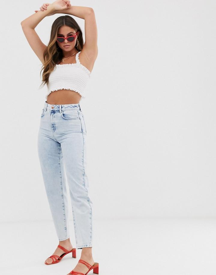 Miss Selfridge Mom Jeans In Acid Wash - Blue