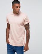 New Look Rolled Sleeve T-shirt In Pink - Pink