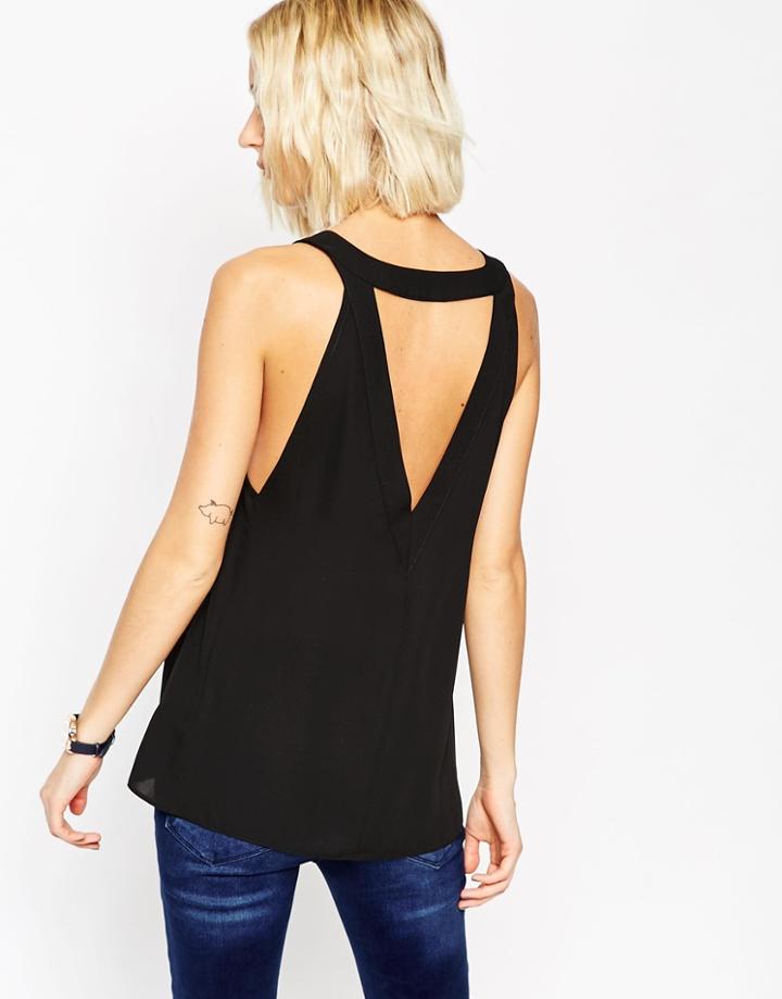 Asos Longline Deep V Tank - Black
