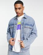 Topman Oversized Denim Jacket In Blue