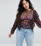 Rage Plus Frilled Long Sleeve Floral Blouse - Multi
