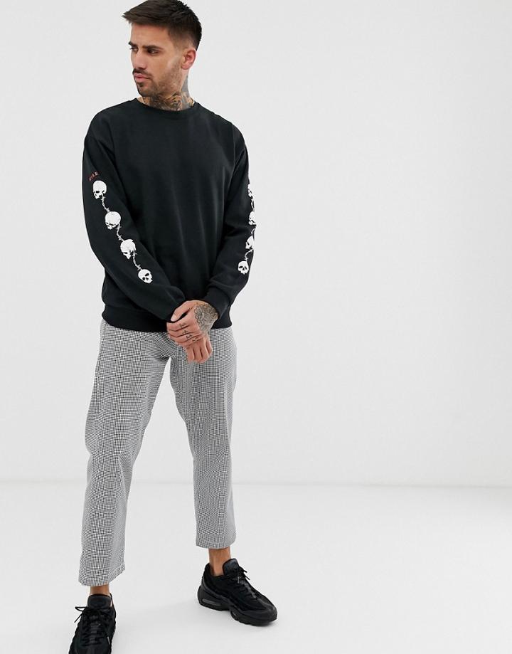 Bolongaro Trevor Skull Side Arm Print Sweatshirt - Black