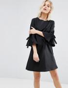 New Look Poplin Bow Sleeve Smock Dress - Black