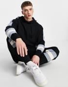 Asos Design Oversized Hoodie With Color Block Sleeve Panels - Part Of A Set-black