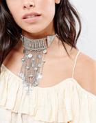 Asos Statement Festival Coin Choker Necklace - Silver