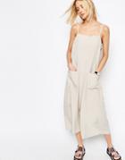 Asos Cami Jumpsuit With Culotte Leg And Pockets - Stone