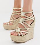 Miss Selfridge Wedge Sandals In Gold - Gold