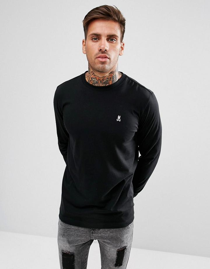 Psycho Bunny Classic Long Sleeve Top Regular Fit In Black - Black