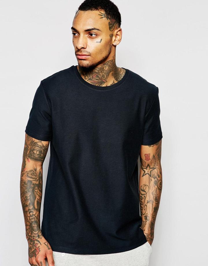 Asos T-shirt In Heavyweight Jersey And Relaxed Fit In Ebony - Ebony