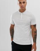 Asos Design Jersey Polo In White Marl-gray